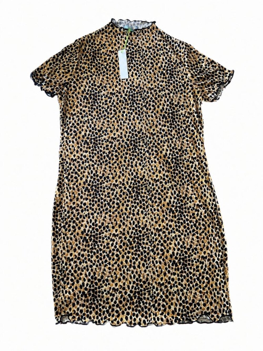 Leopard Print Bodycon Dress XL Fitted Stretch Ribbed - Picture 3 of 6